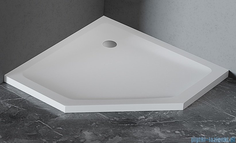 New Trendy Mild Satin Brodzik akrylowy pięciokątny 90x90x4,5 cm biały mat B-0645