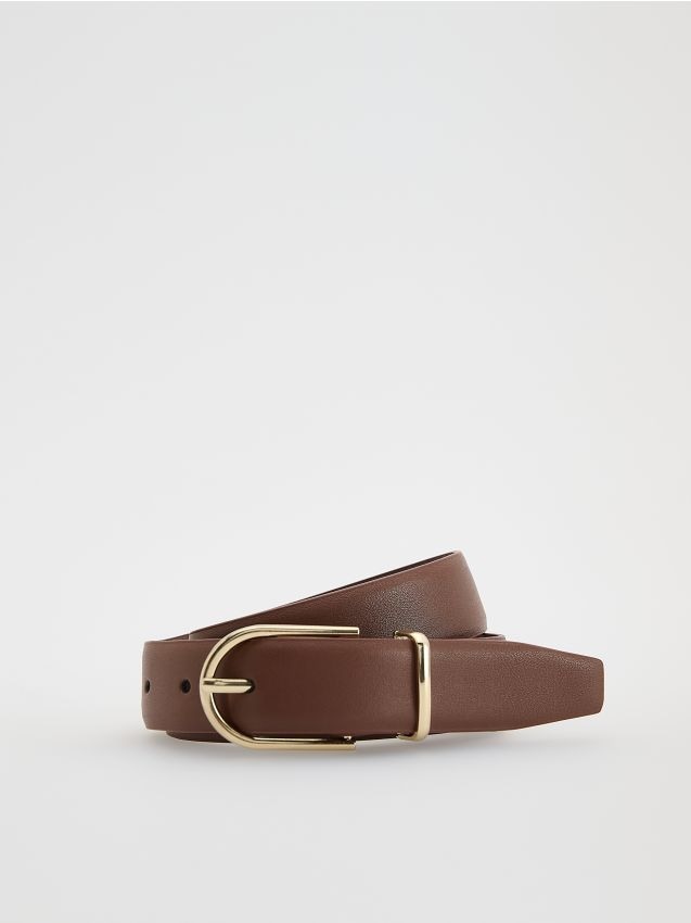 Reserved - Pasek z łączonych materiałów - brązowy