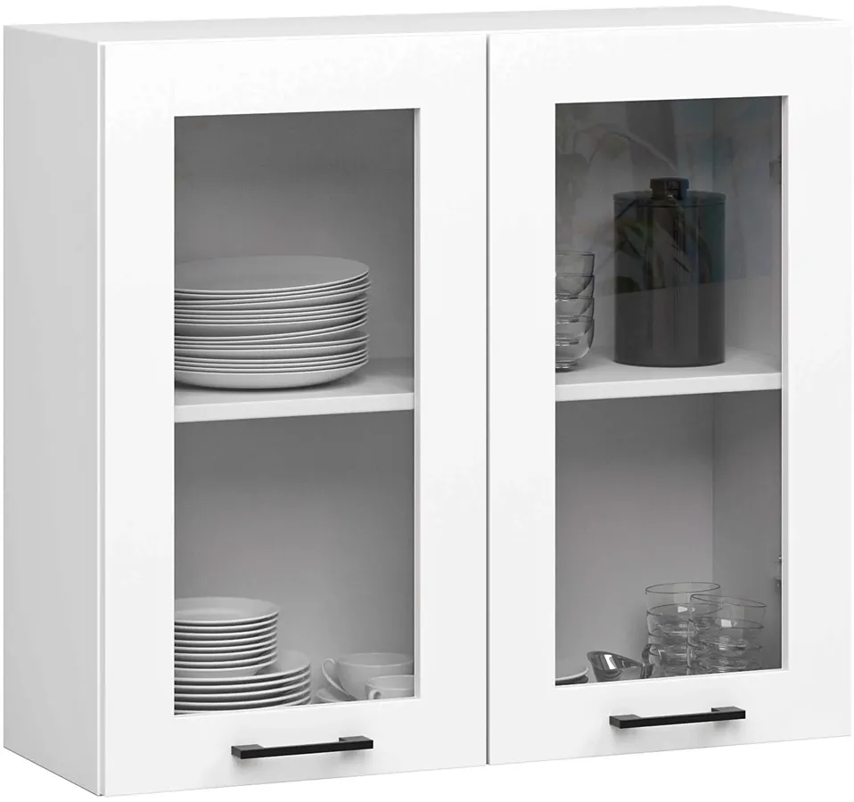 Biała szafka kuchenna górna z witryną L1-D79