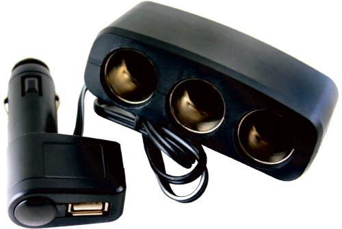 ROZDZIELACZ SAMOCHODOWY 12/24 V 3 GNIAZDA USB