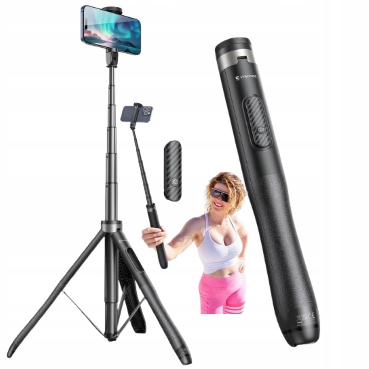 Statyw Bluetooth Do Telefonu Kij Selfie 360 iPhone Android Aluminiowy