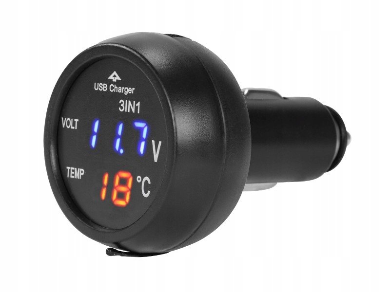 Ładowarka USB 2.1A zapalniczki woltomierz 12/24V