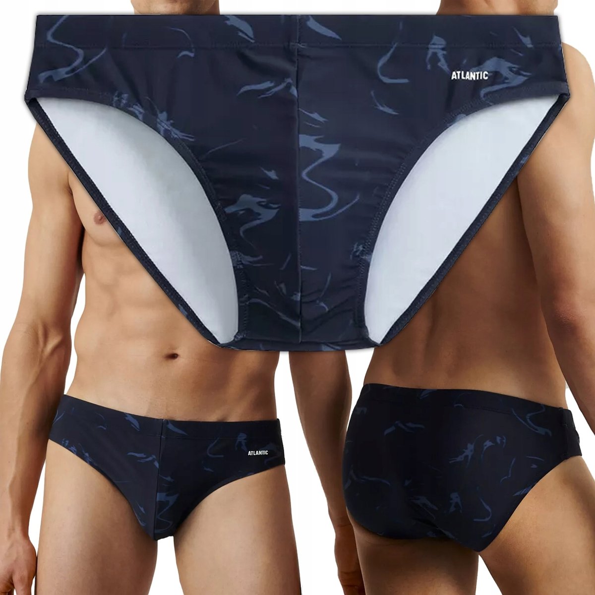 Kąpielówki Męskie Dopasowane Slipy Kąpielowe na Basen Sportowe ATLANTIC XL