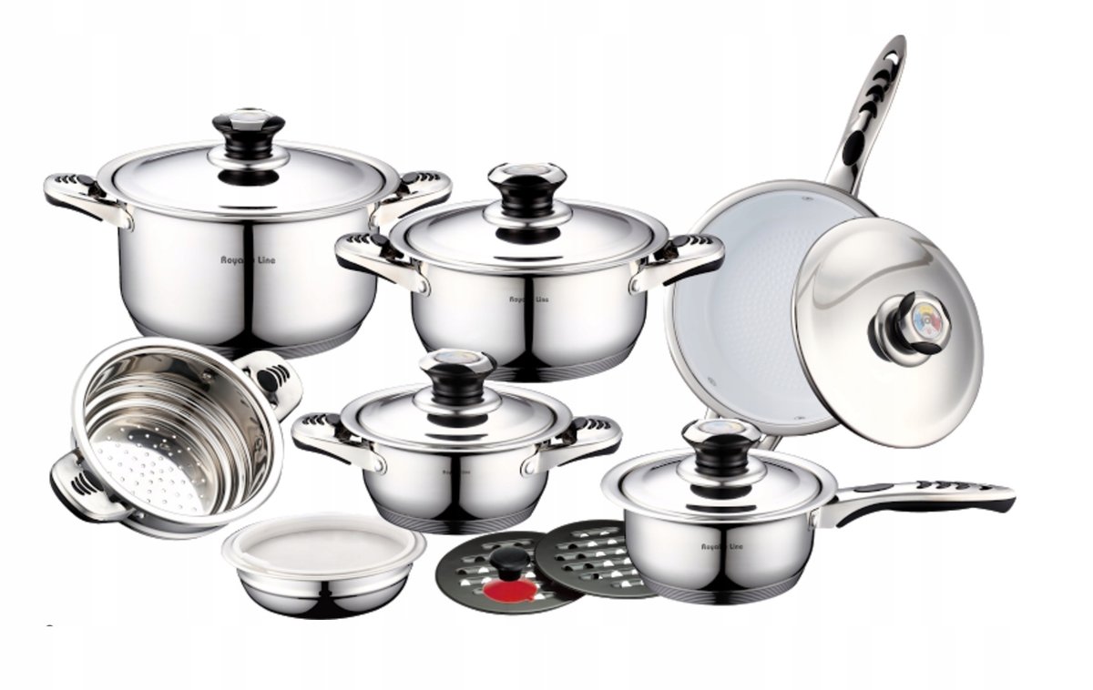 Zestaw garnków Royalty Line 16 el. komplet garnków stal, indukcja, gaz