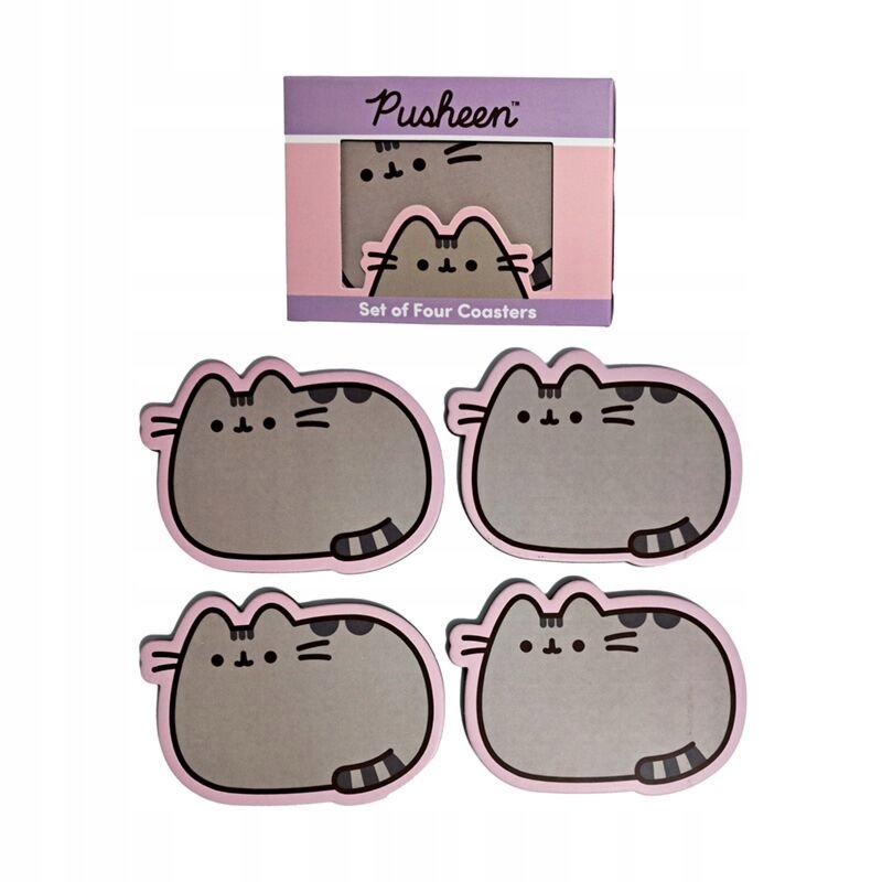 KOT PUSHEEN podkładki pod kubek korkowe 4szt