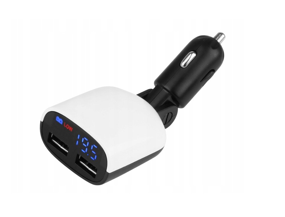 ŁADOWARKA Z WOLTOMIERZEM 8-30V 2xUSB 3.4A +ALARM