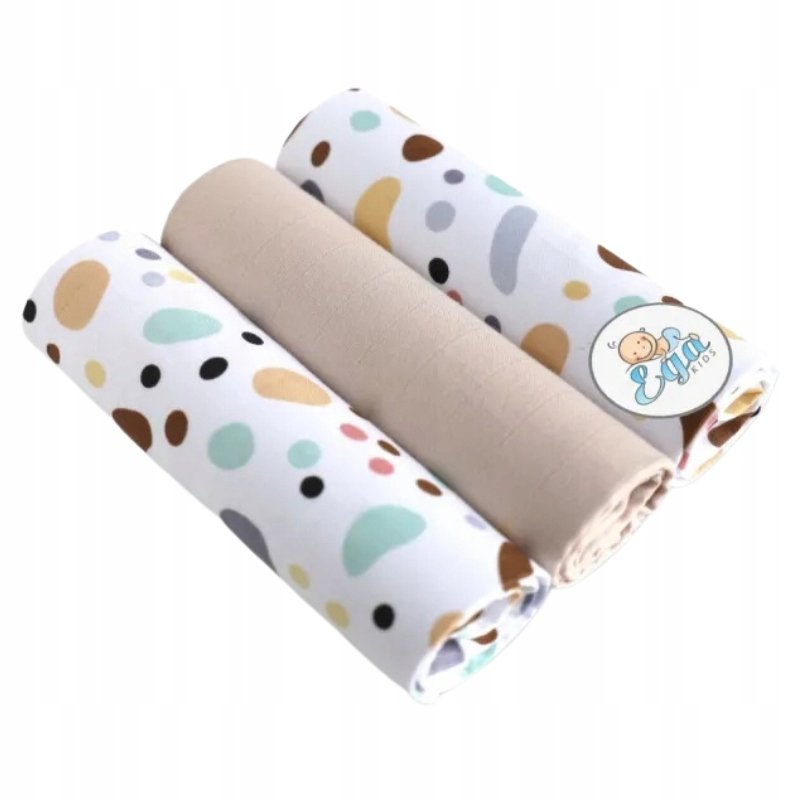 EGA KIDS ZESTAW PIELUSZKI MUŚLINOWE WZORZYSTE ZESTAW 3 SZT. 60X80 CM 3-PAK
