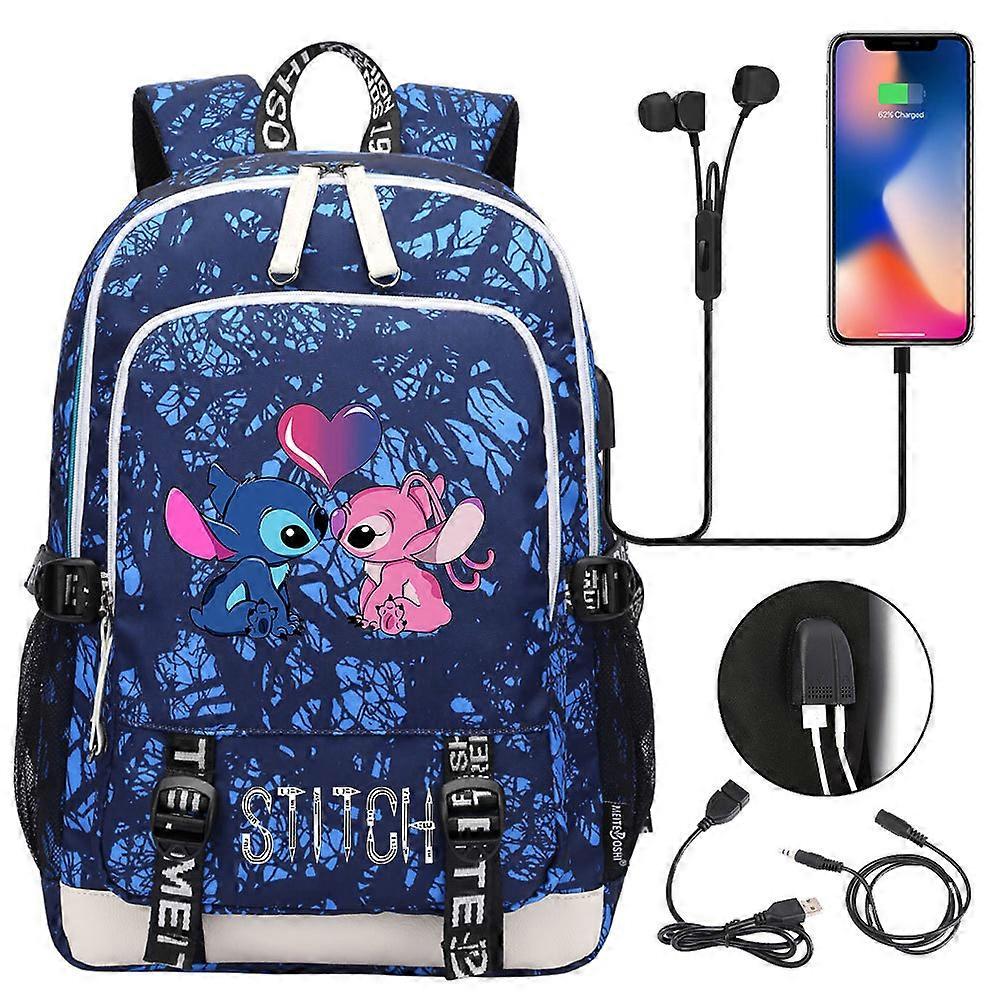 Stitch Prints USB Chłopiec Dziewczyna Książka dla dzieci Tornistry szkolne Nastolatki Student Kobiety Mężczyźni Laptop Plecak podróżny - Praktyczna...