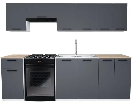Zestaw mebli kuchennych 240 cm antracyt D5-Z51