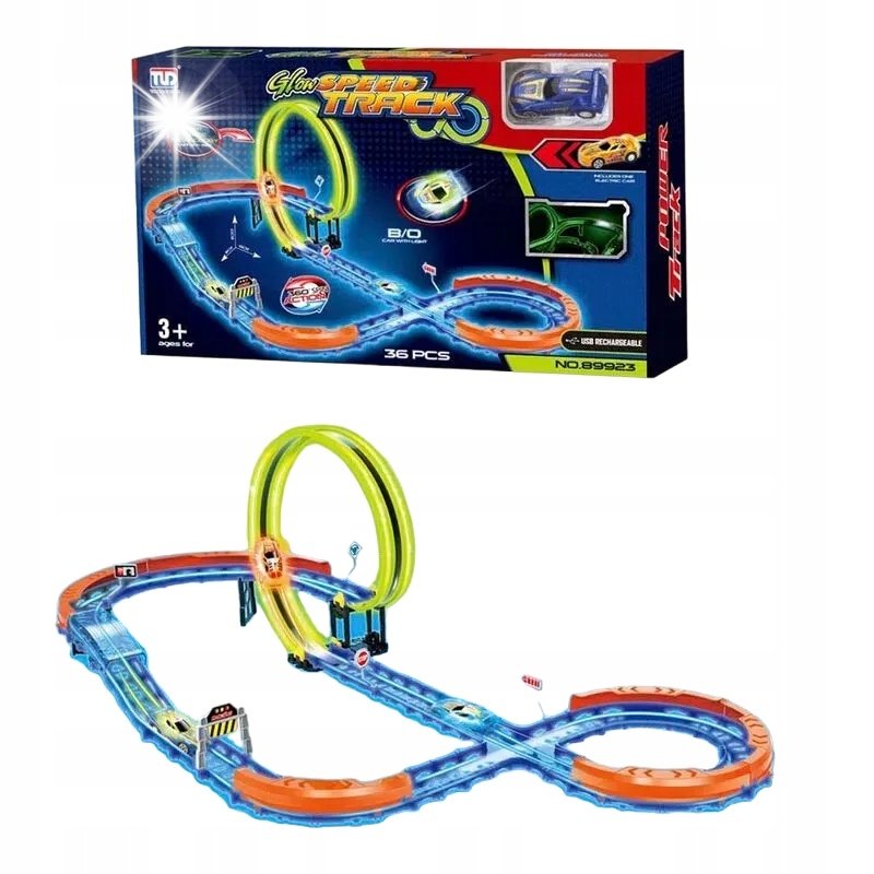 TLD Tor Samochodowy Wyścigowy Świecący W Ciemności + Samochód Glow Track