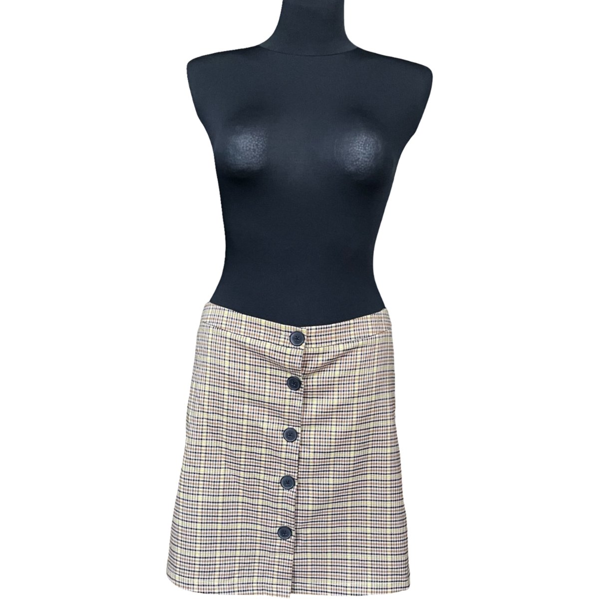 24COLOURS Spódnica Midi Wygodna Stylowa Elegancka Żółta w Kratkę Rozmiar L