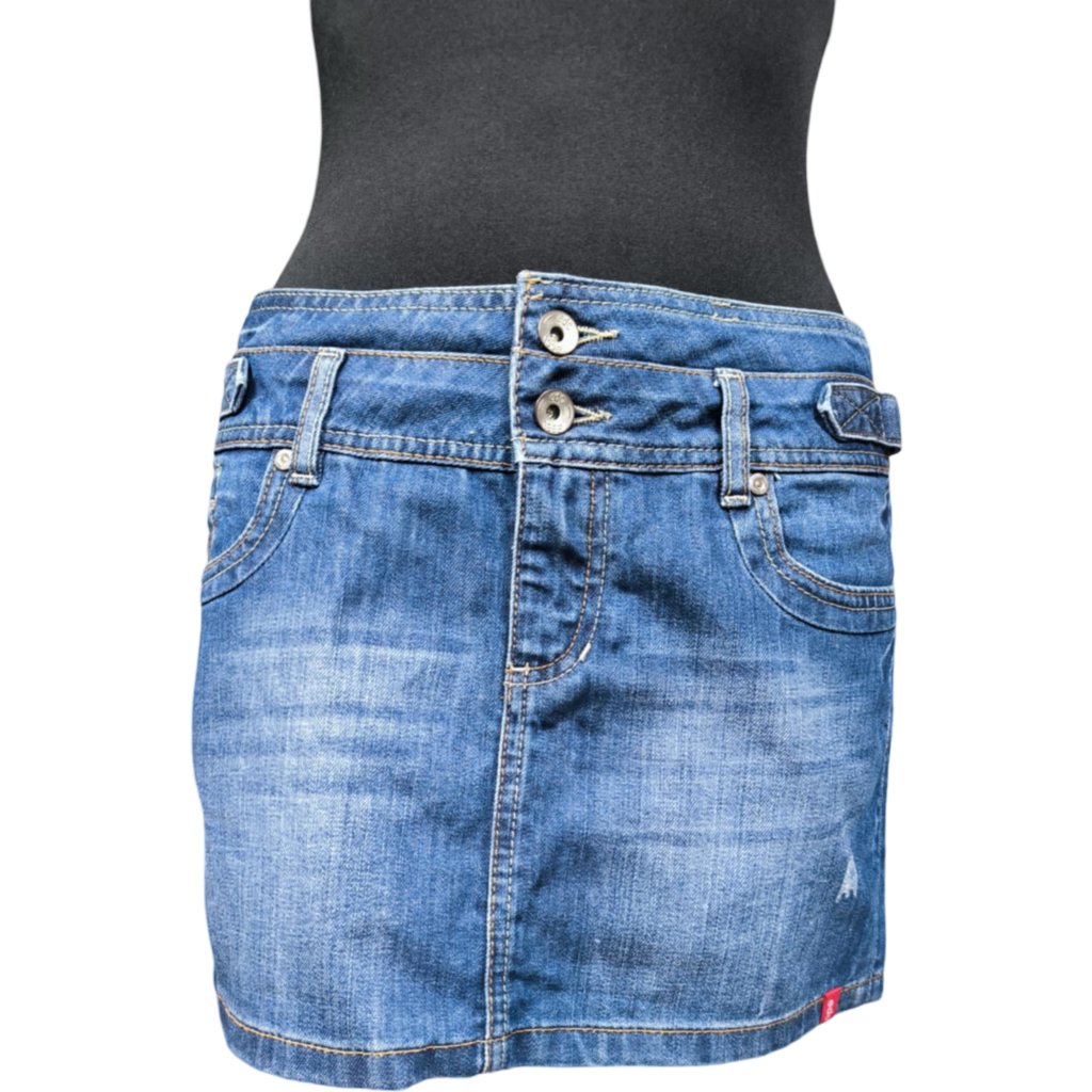 ESPRIT Spódnica Mini Stylowa Jeansowa Dżinsowa Wytrzymała Niebieskie Rozmiar 36