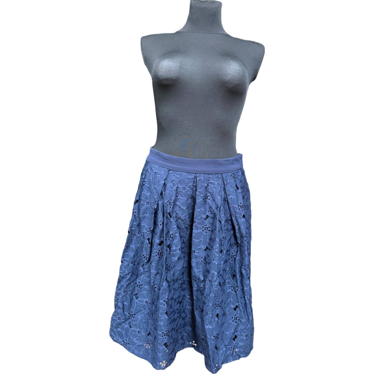 mint&berry Spódnica Midi Wygodna Elegancka Niebieska w Kwiaty Rozmiar 38