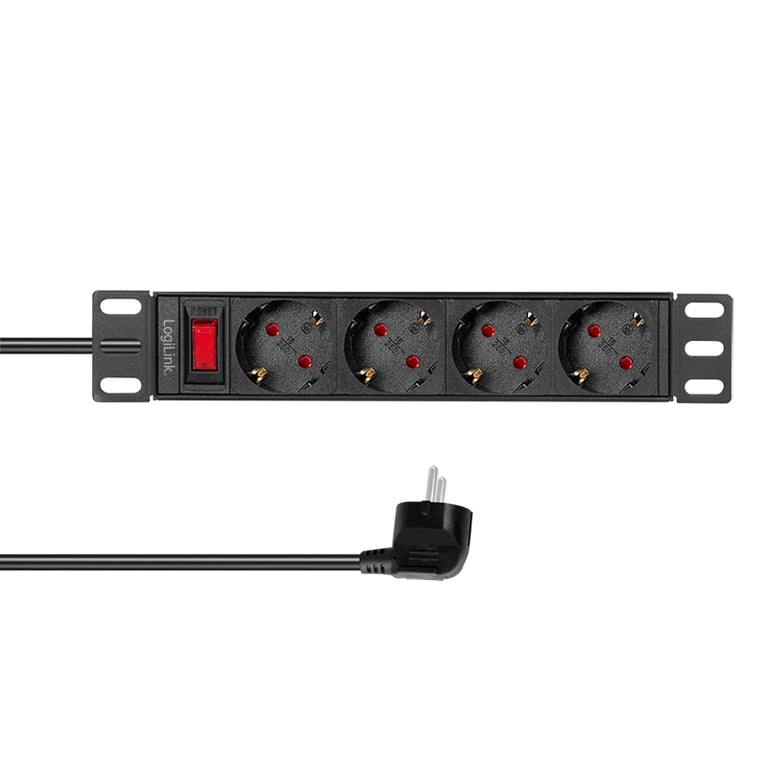 LogiLink PDU4B01 rozdzielacz zasilania PDU 4 x gniazdo sieciowe 1U Czarny