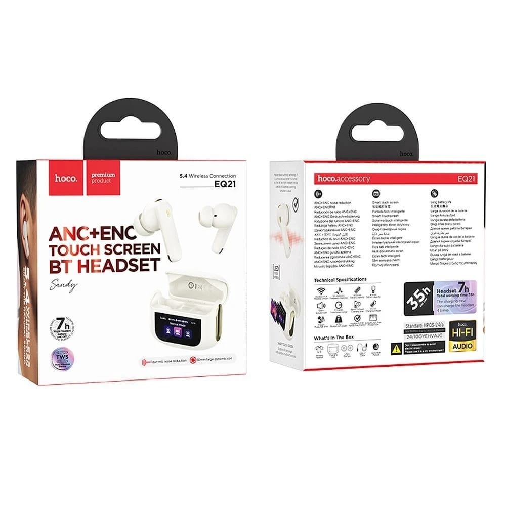 Hoco EQ21 ANC ENC TWS Białe