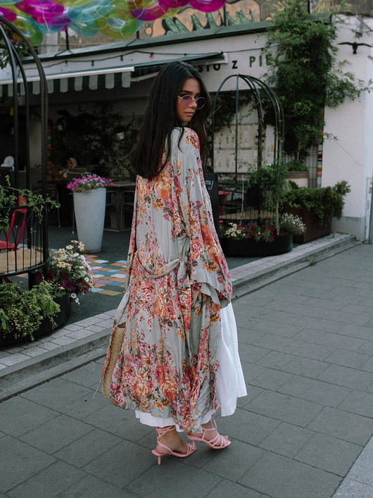 Kimono Flower Turkus LONG