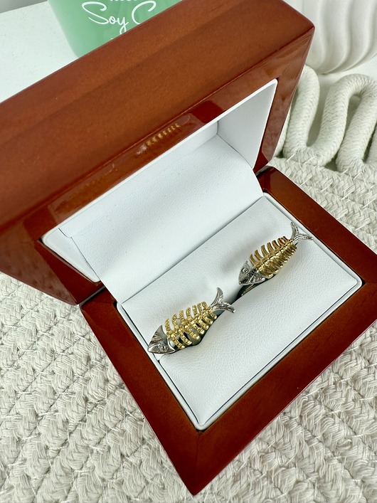 SPINKI DO MANKIETÓW koszuli ryby szkieletory