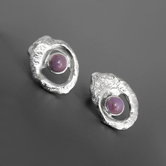 Kolczyki z jaspisem lawendowym - srebro