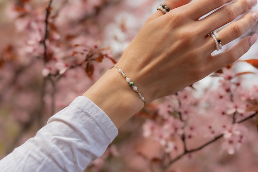 Bransoletka dla Ryb - Turkus Selenit Fluoryt Koral