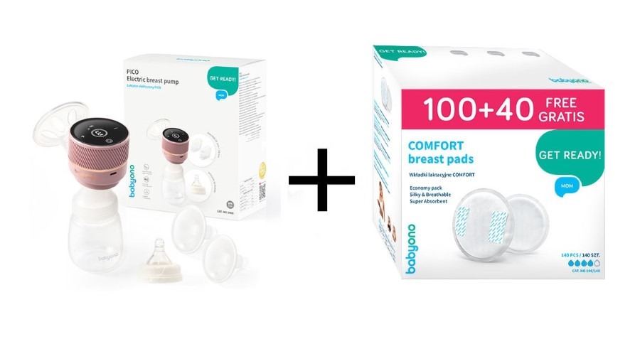 BabyOno, Pico, laktator elektryczny + Comfort, wkładki laktacyjne, 140 szt.
