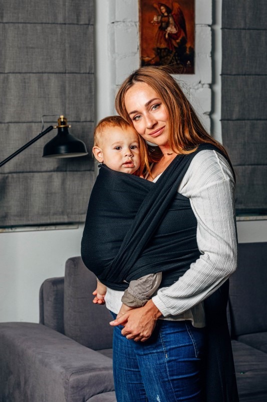 LennyLamb, Mała Jodełka, moja druga chusta do noszenia dzieci, splot jodełkowy, czarny heban, rozmiar M