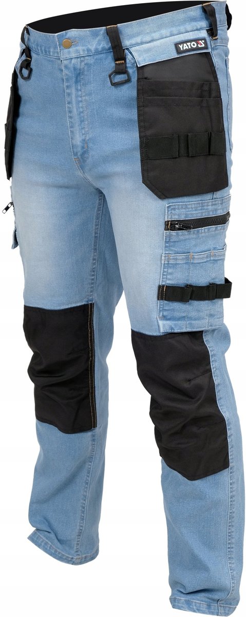 2x SPODNIE ROBOCZE MONTERSKIE S NIEBIESKIE 17 KIESZENI STRETCH JEANS YATO
