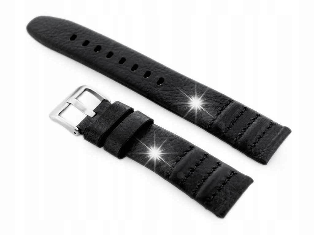 Pasek skórzany do zegarka W69 czarny - 22mm +TELESKOPY