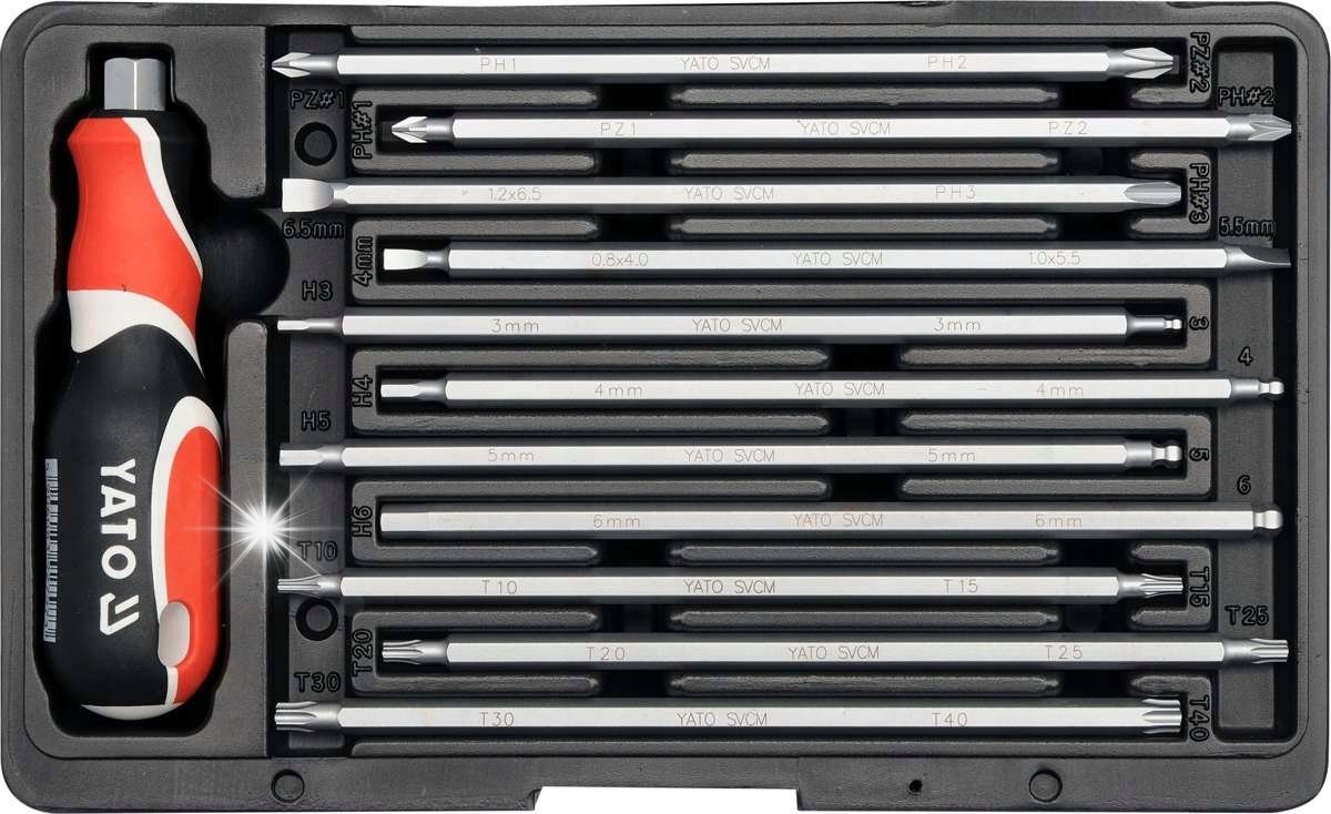 WKRĘTAK ŚRUBOKRĘT WYMIENNE KOŃCÓWKI PŁASKI KRZYŻOWY TORX HEX IMBUS 22 EL