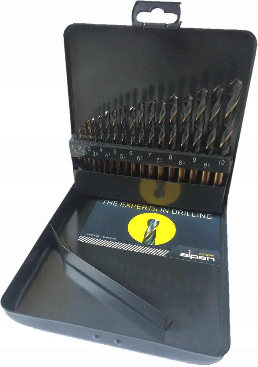 WIERTŁA DO METALU 1-10mm 19SZT SPRINT MASTER DIN 338 ALPEN