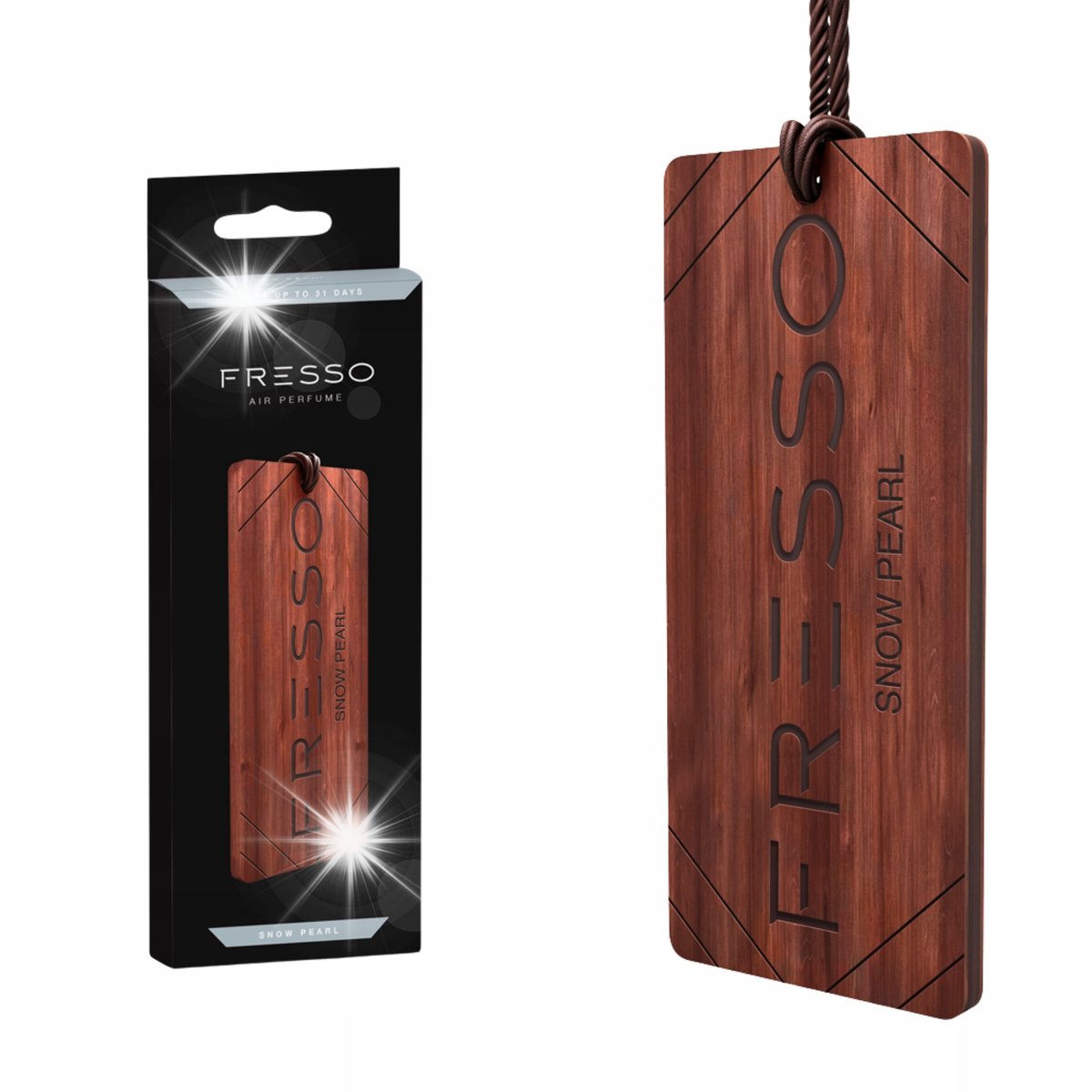 Fresso Snow Pearl Perfumy Samochodowe 50ml + Zawieszka Elegancki Zestaw