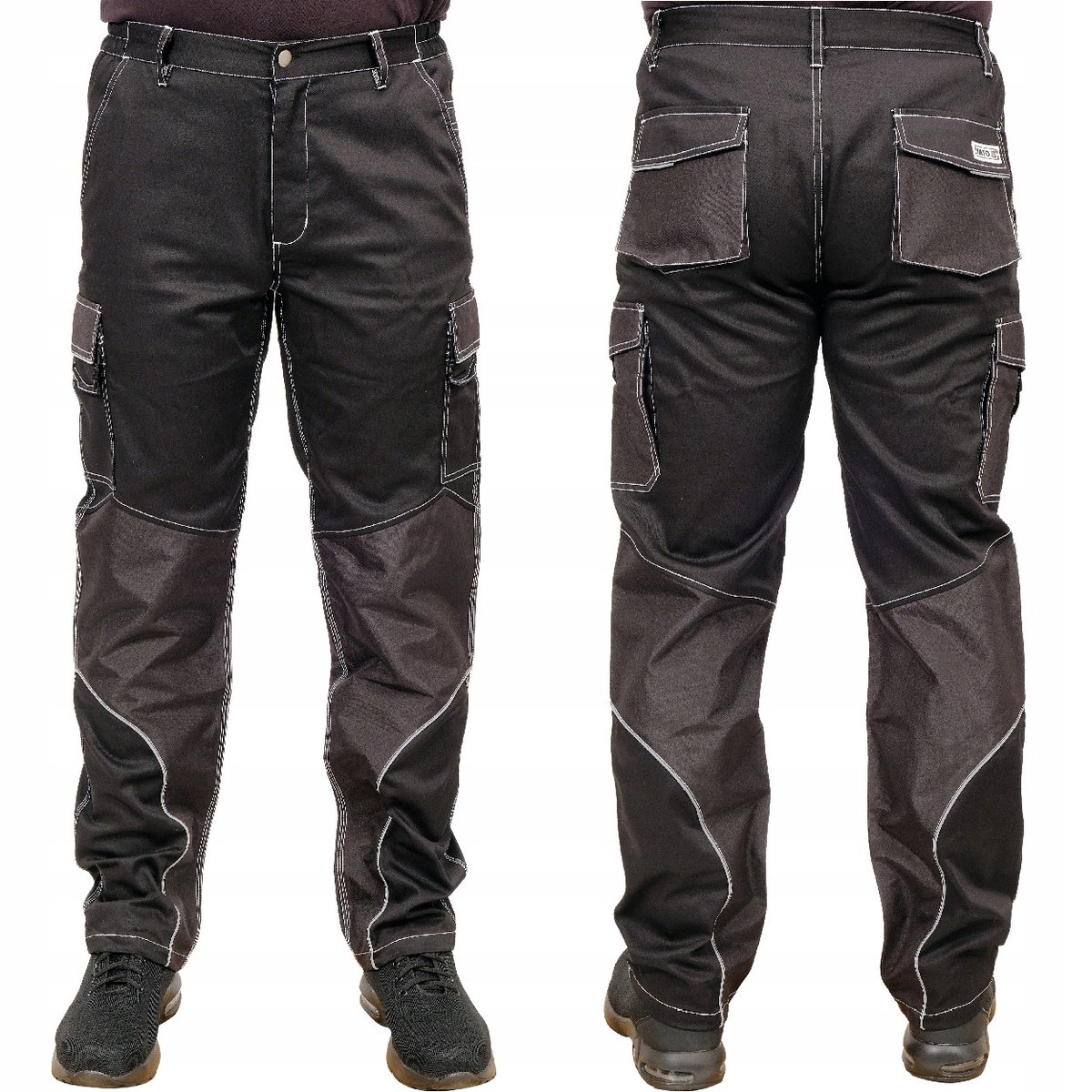 2x SPODNIE ROBOCZE ONYX XXL CZARNE, STRETCH, 9 KIESZENI YATO