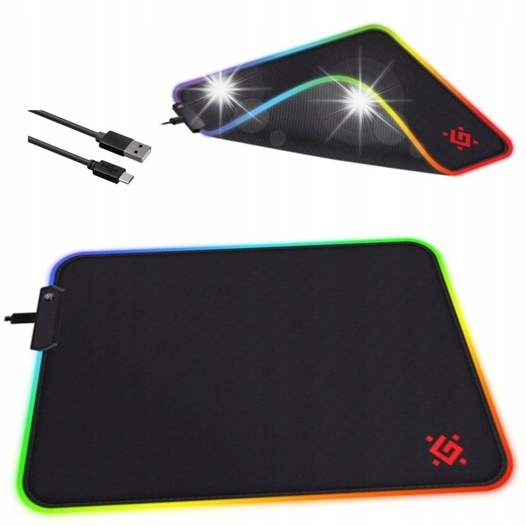 Podkładka Defender Gaming BLACK L LIGHT 350x300x4mm podświetlenie LED RGB
