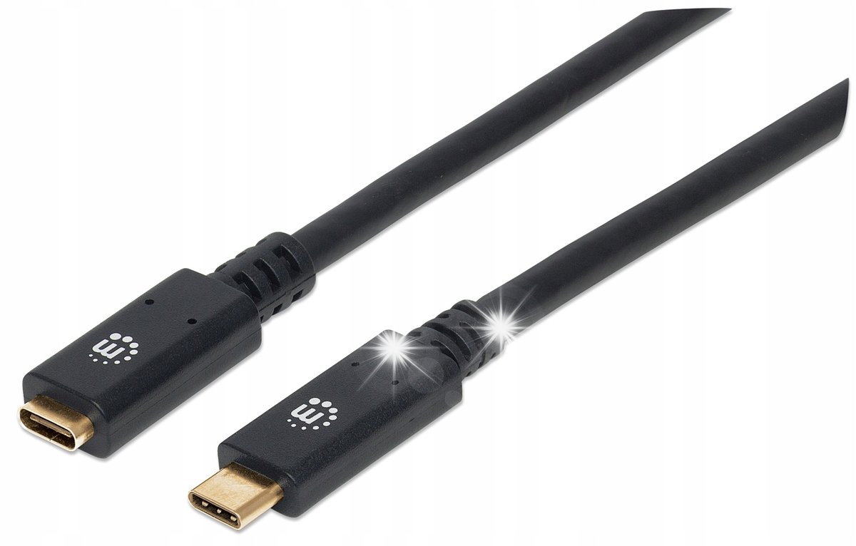 Przedłużacz USB-C Manhattan 3.2 Gen1 M/F 1m 60W 3A