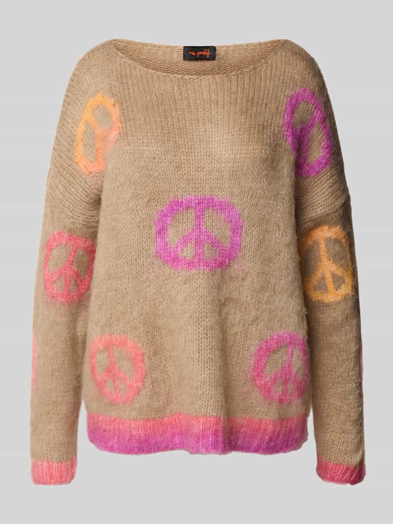 Sweter z dzianiny o kroju oversized z prążkowanymi wykończeniami