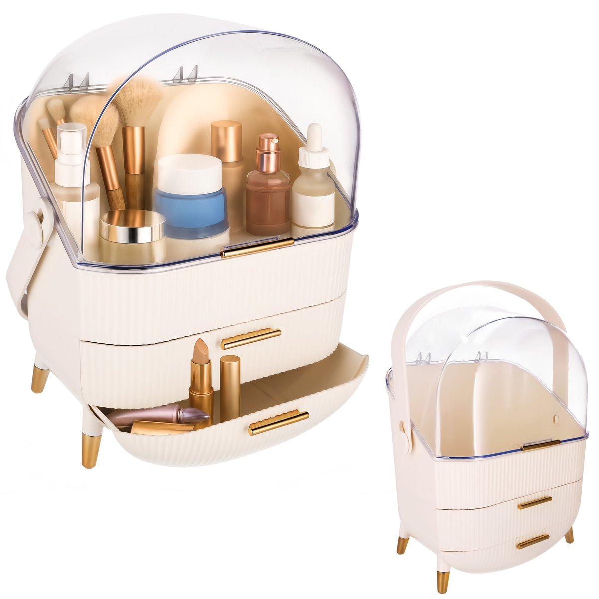 Organizer na KOSMETYKI biżuterię PĘDZLE kuferek XL z szufladami KOSMETYCZKA