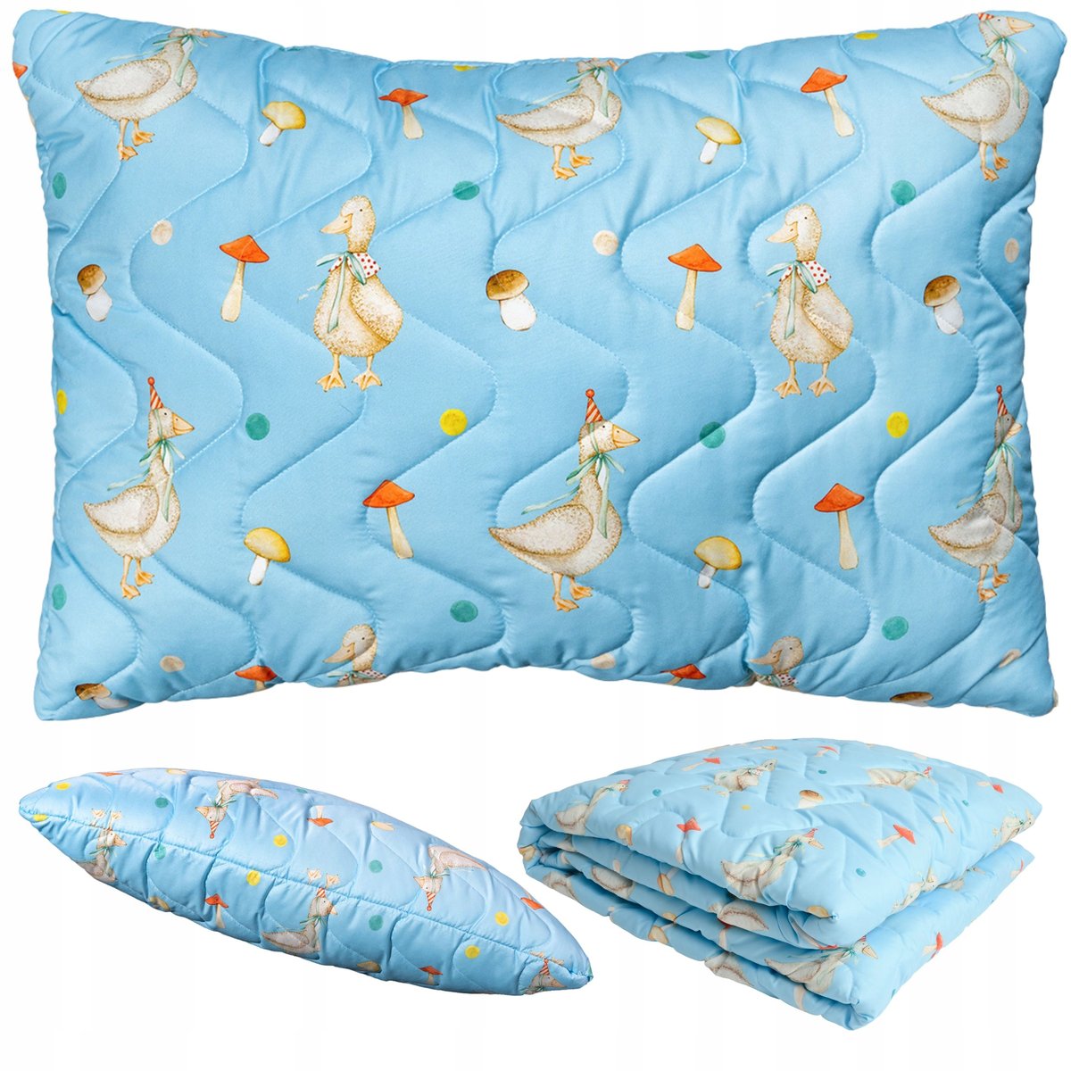 KOMPLET 140x200+40x60 KOŁDRA+PODUSZKA NA LATO DLA DZIECKA PIKOWANY-POLSKI