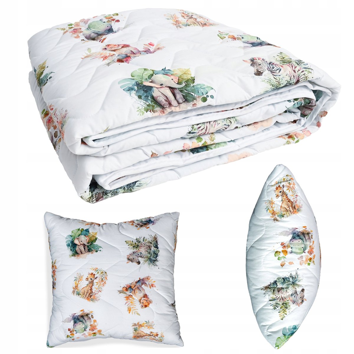 KOMPLET 140x200+50x60 KOŁDRA+PODUSZKA NA LATO DLA DZIECKA PIKOWANY-POLSKI