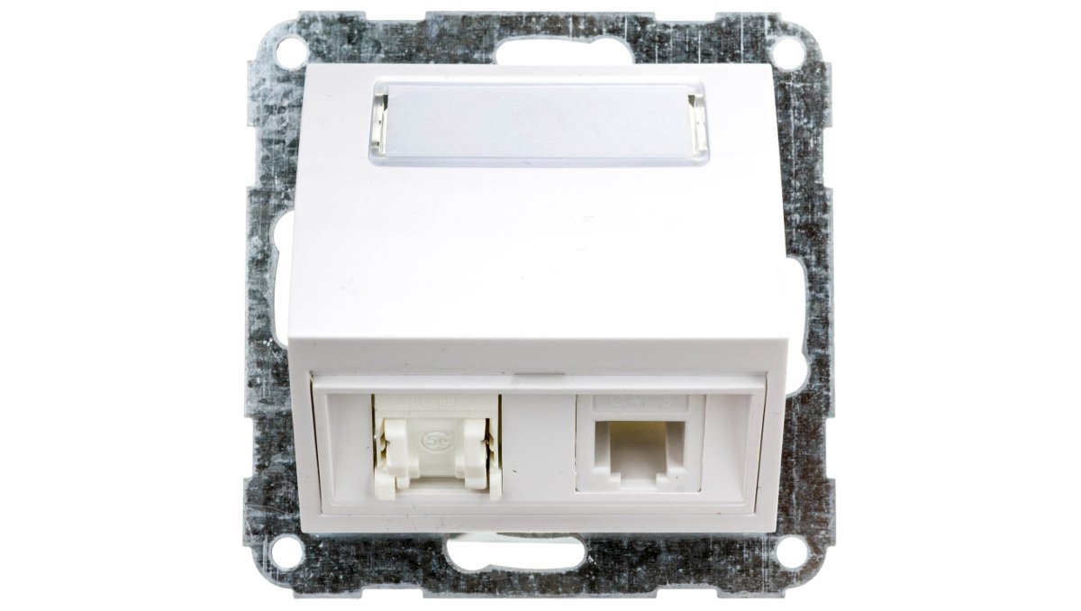 Optima Gniazdo teleinformatyczne podwójne RJ12/RJ45 kat.5e białe 12004902