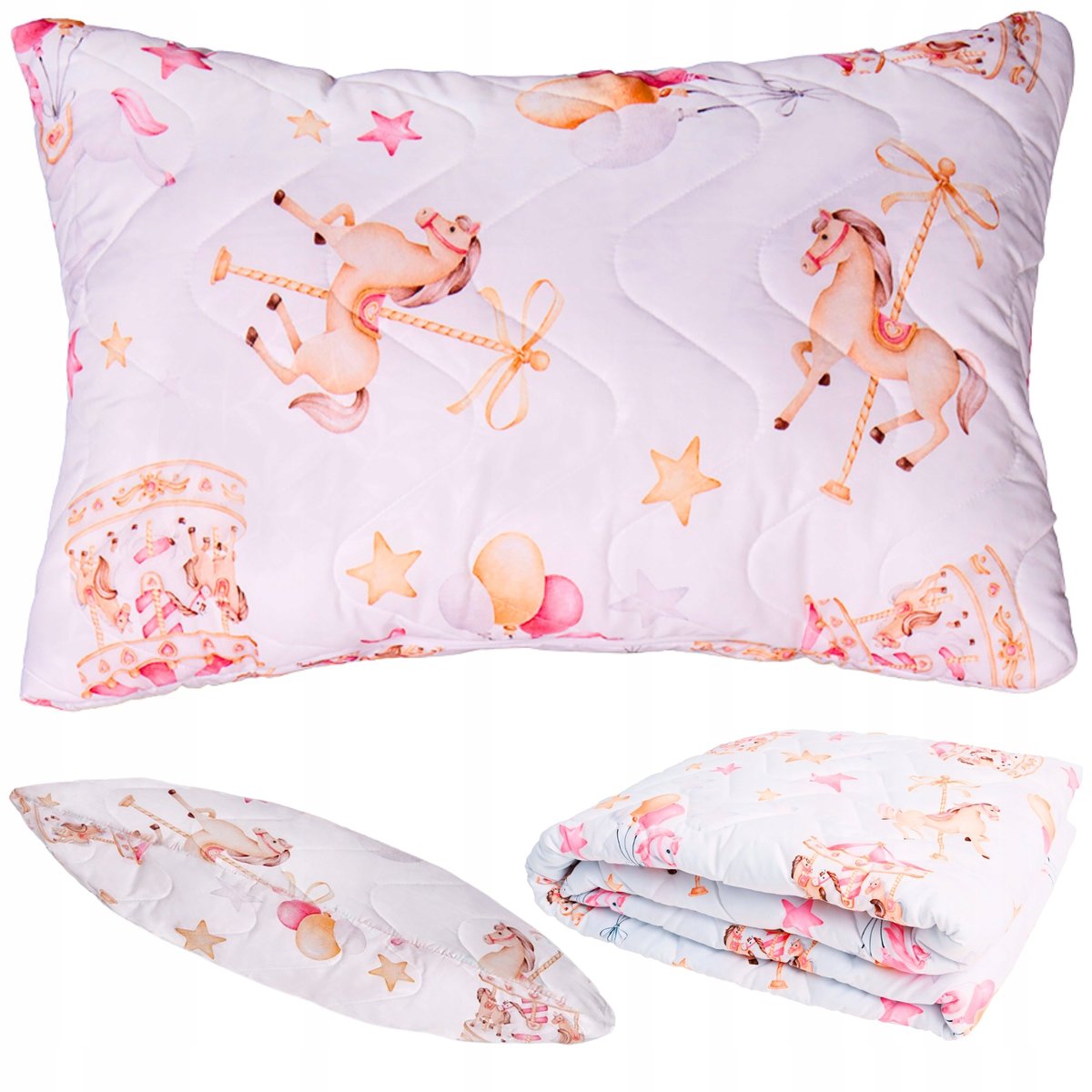 KOMPLET 160x200+70x80 KOŁDRA+PODUSZKA NA LATO DLA DZIECKA PIKOWANY-POLSKI