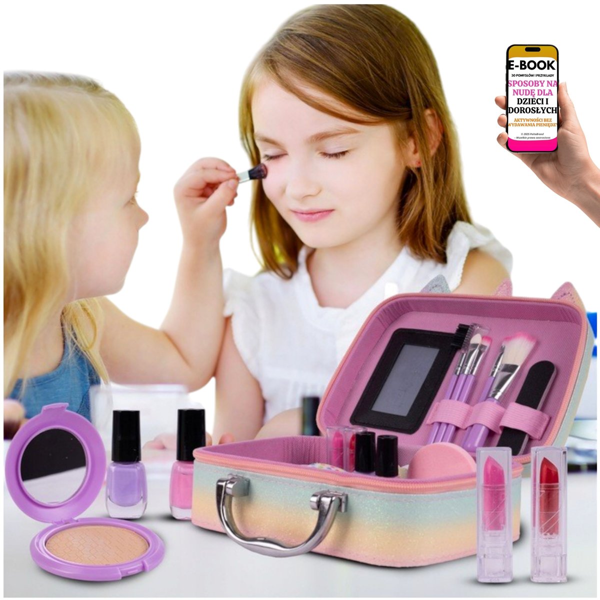 MAKIJAŻOWY KUFEREK DLA DZIECI Z AKCESORIAMI – REALISTYCZNE KOSMETYKI ZABAWA, KTÓRA ROZWIJA + PREZENT Dla Dziewczynki Córki Wnuczki + EBOOK-3