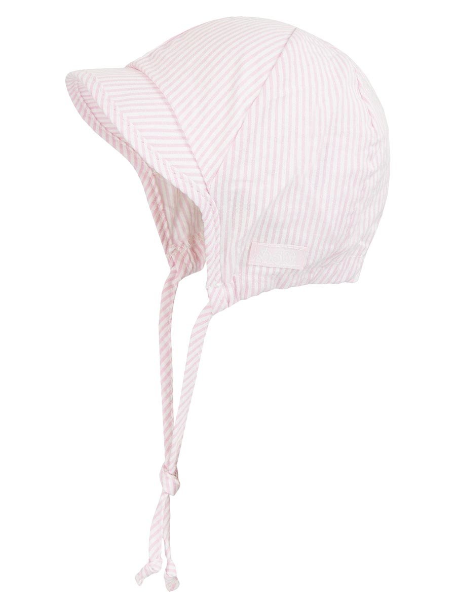 Wiązana czapka z daszkiem w różowe paski Döll r.41