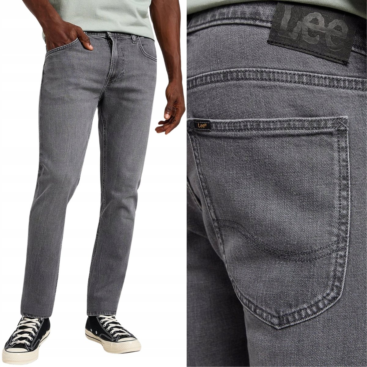 Lee LUKE SLIM Off The Grid mocno zwężane szare spodnie jeansowe W27 L32