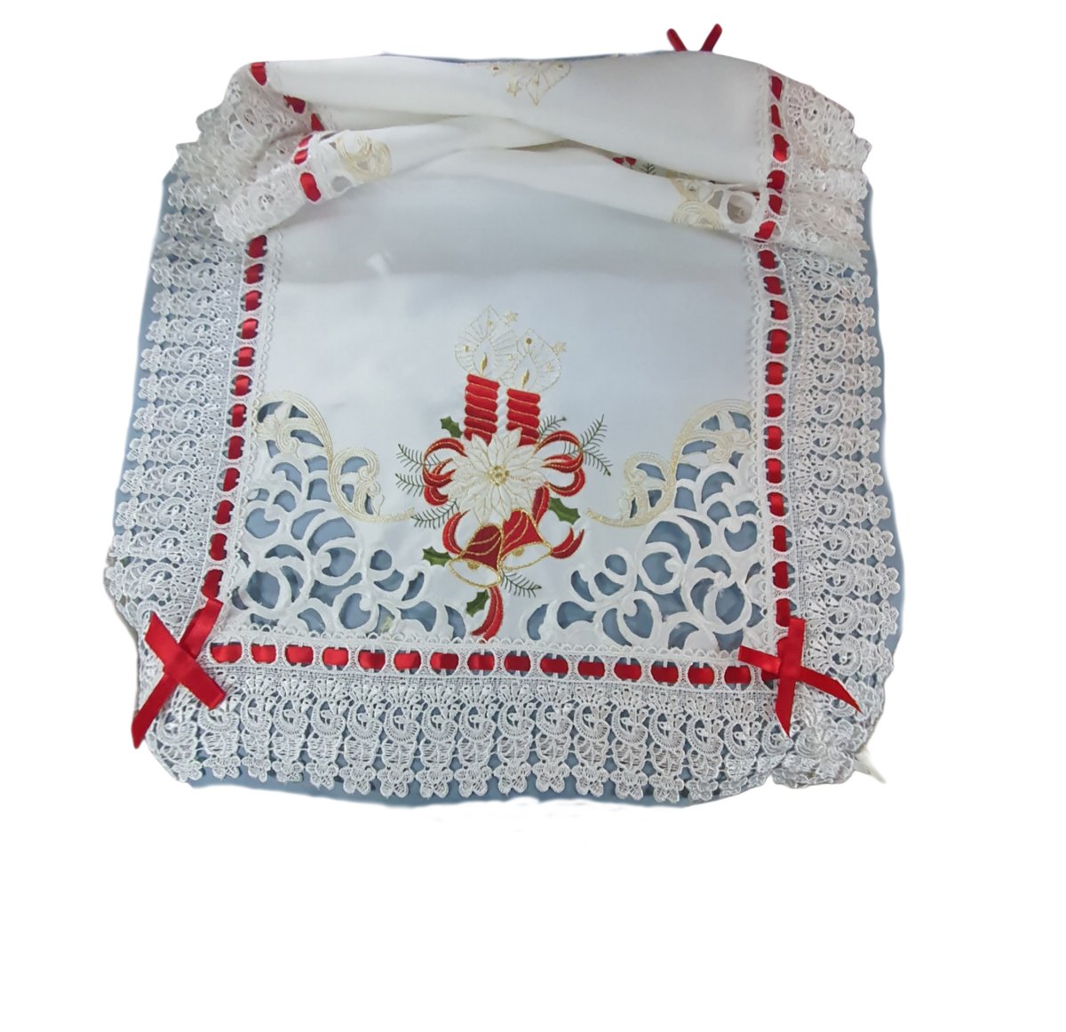 SE00515 świąteczny bieżnik z haftem i koronką 60x120cm