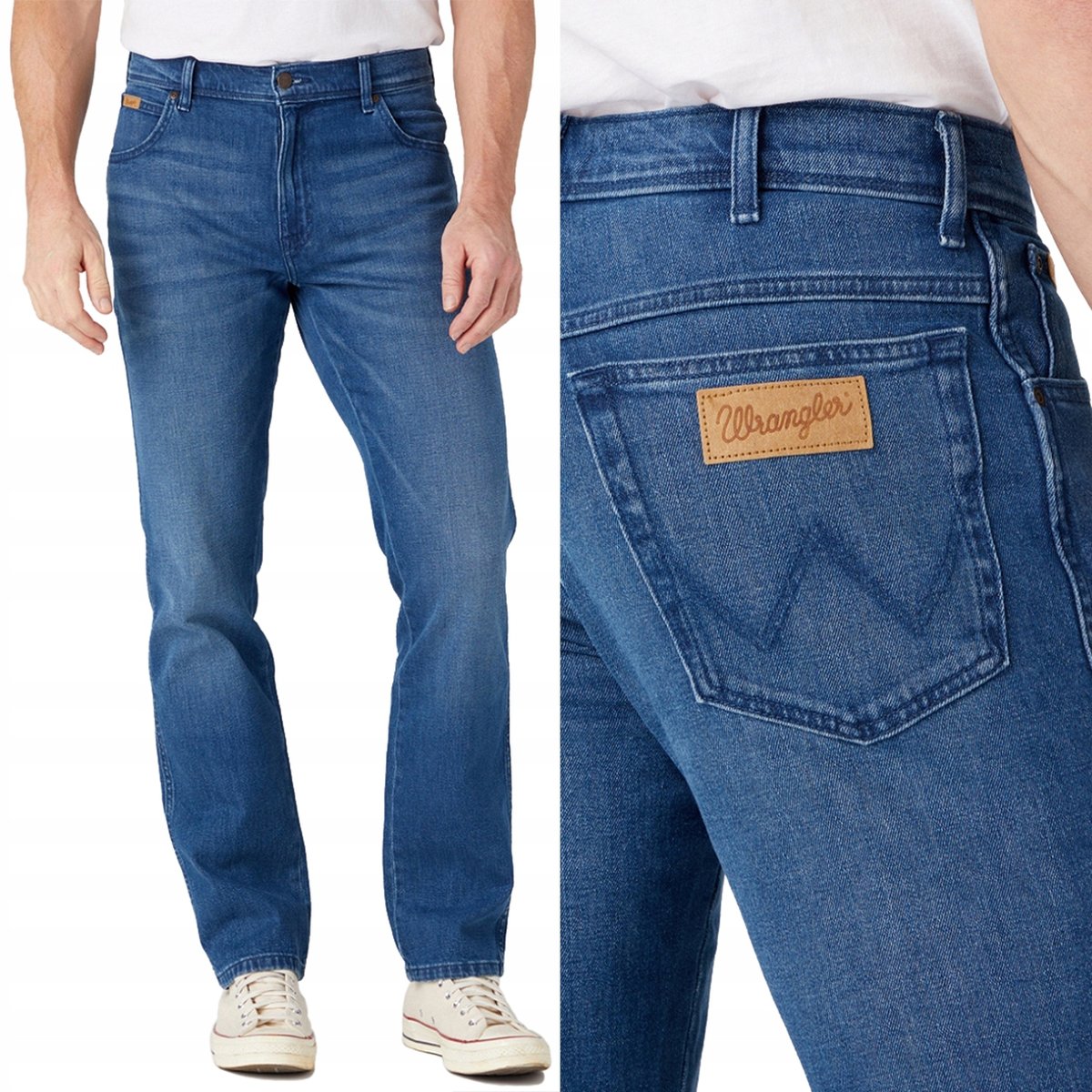 Wrangler TEXAS Aries Blue DżINS klasyczne proste spodnie jeansowe W42 L32
