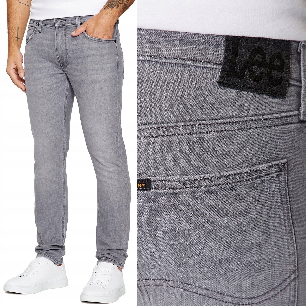 Lee LUKE SLIM Clash szare męskie mocno zwężane spodnie jeansowe W27 L32