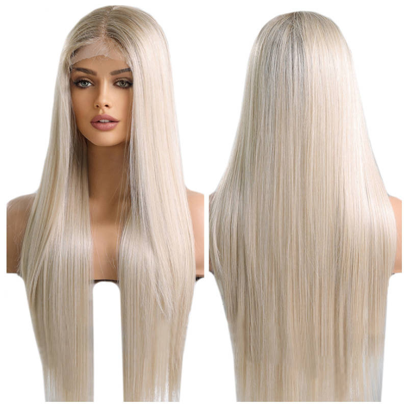 Peruka długa blond prosta lace front