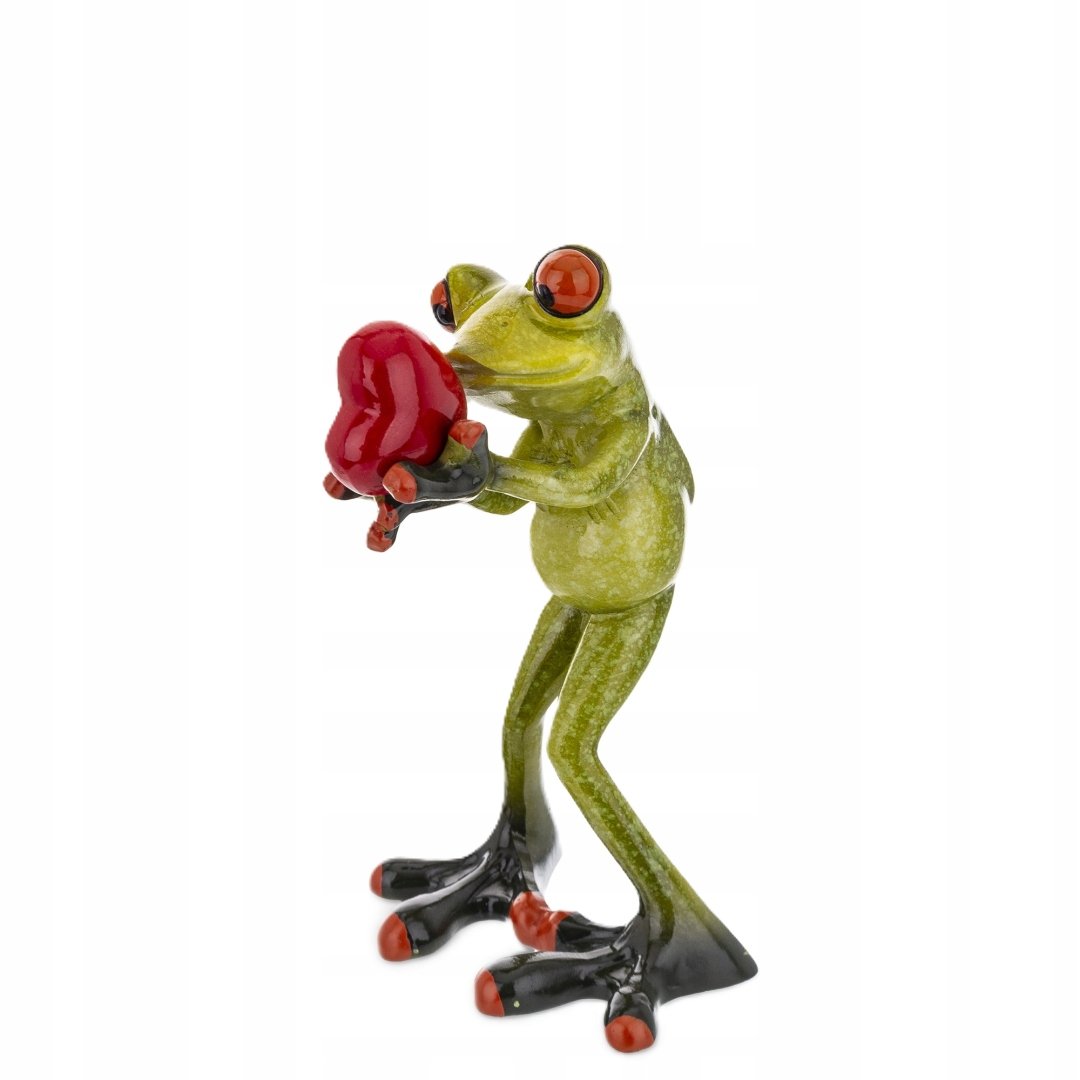 ŻABA Z SERCEM Zakochana Zielona Figurka Dekoracyjna
