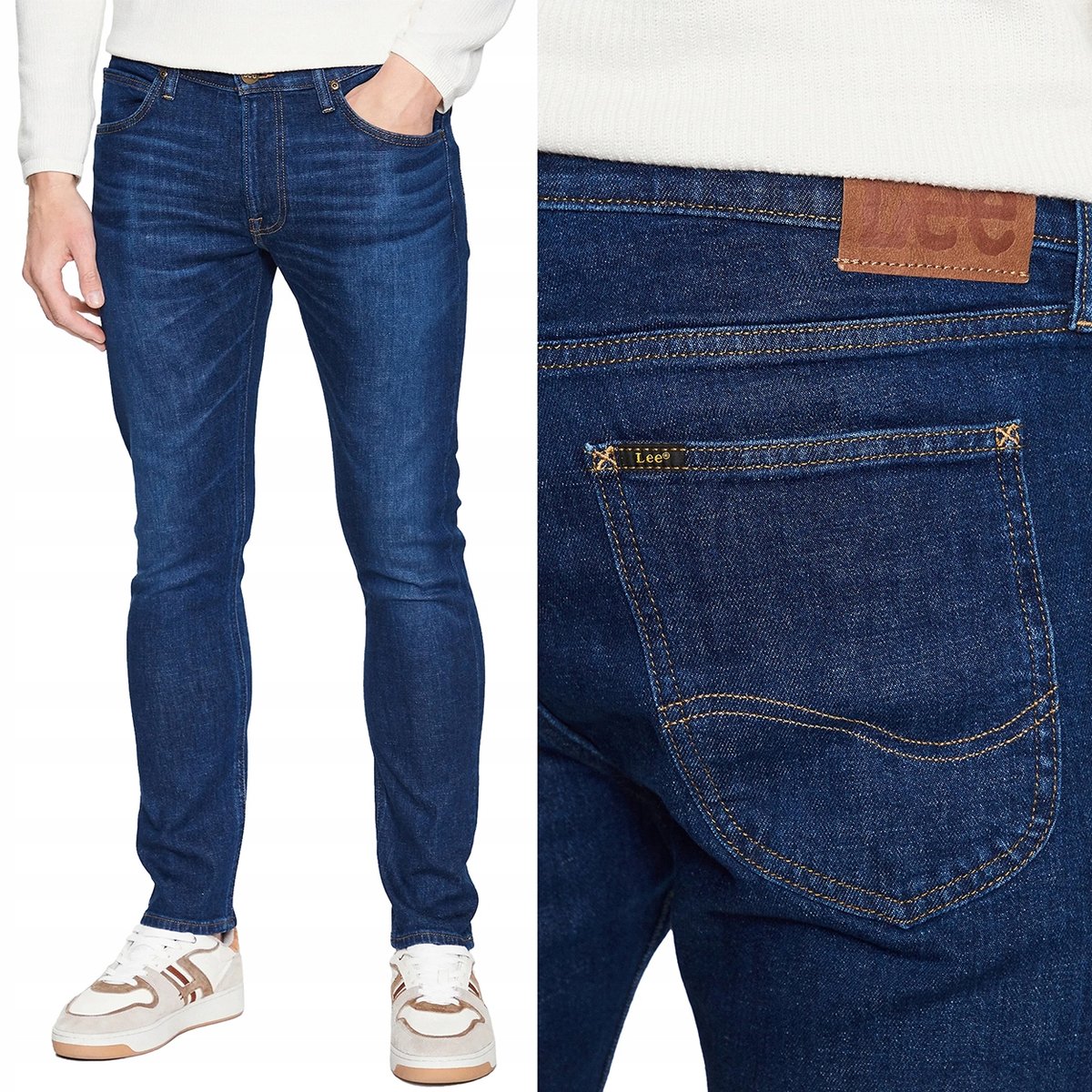 Lee LUKE SLIM Dk Worn Kansas DżINS mocno zwężane spodnie jeansowe W34 L30