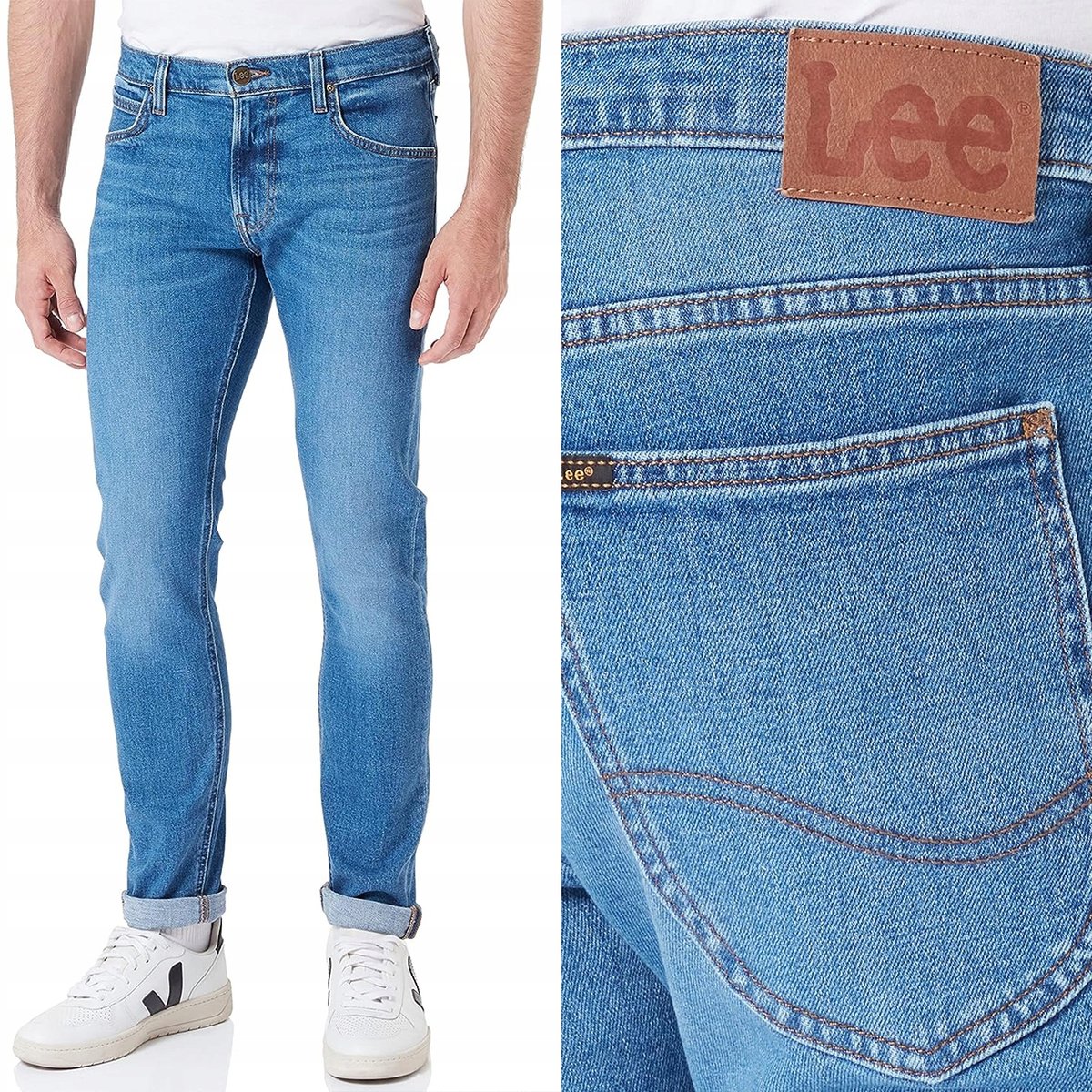 Lee LUKE SLIM Blue Shadow Mid mocno zwężane męskie spodnie jeansowe W28 L32