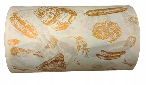Papier do pakowania wędlin na rolce 10kg/ 35cm nadruk ozdobny Złote Wędliny